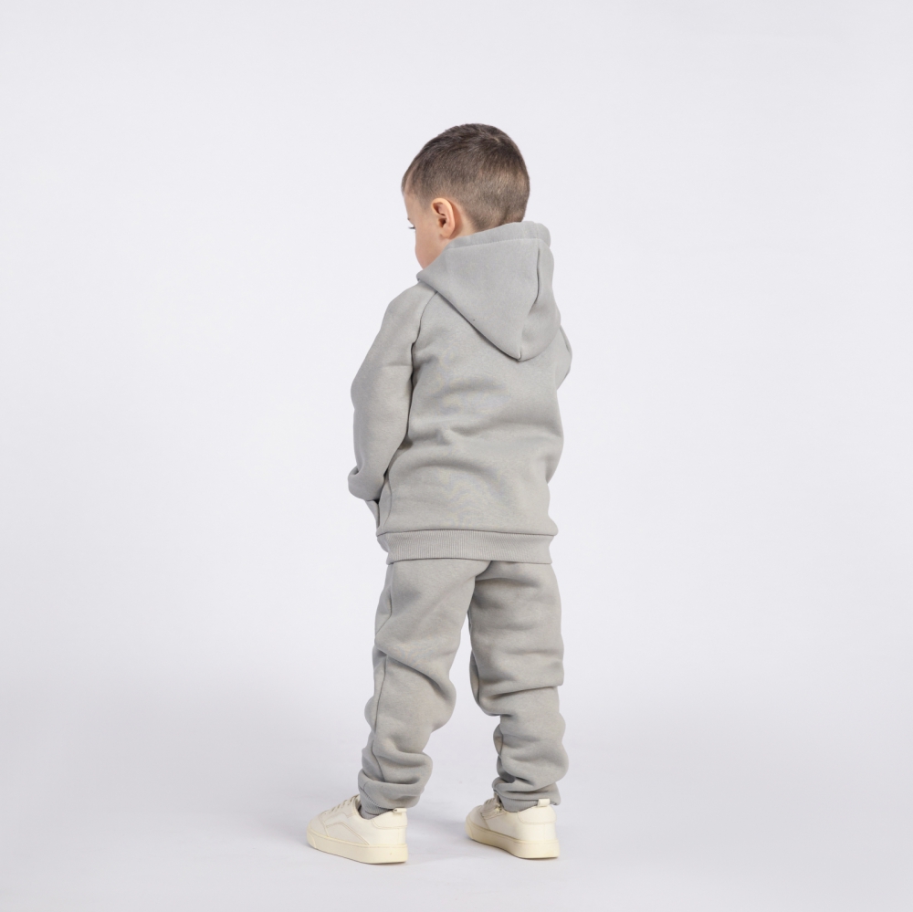 296-С. Свитшот с капюшоном  + Штаны, хлопок 65%, 35% ПЭ, 3-х нитка (начес) серый  146,152,158