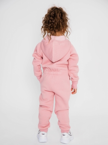 318-П. Комбинезон на молнии с капюшоном, пудра, хлопок 65%, 35% ПЭ, 3 нитка толстовка (начёс) 86,92,98,104