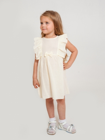 Купить 322-СЛ. Платье из муслина детское, хлопок 100% сливочный, р. 98,104,110,116 в Новороссийске