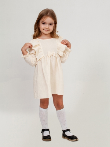 Купить 321-СЛ. Платье из муслина детское, хлопок 100% сливочный, р. 98,104,110,116 в Новороссийске