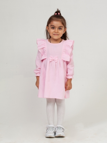 Купить 321-Р. Платье из муслина детское, хлопок 100% розовый, р. 98,104,110,116 в Новороссийске